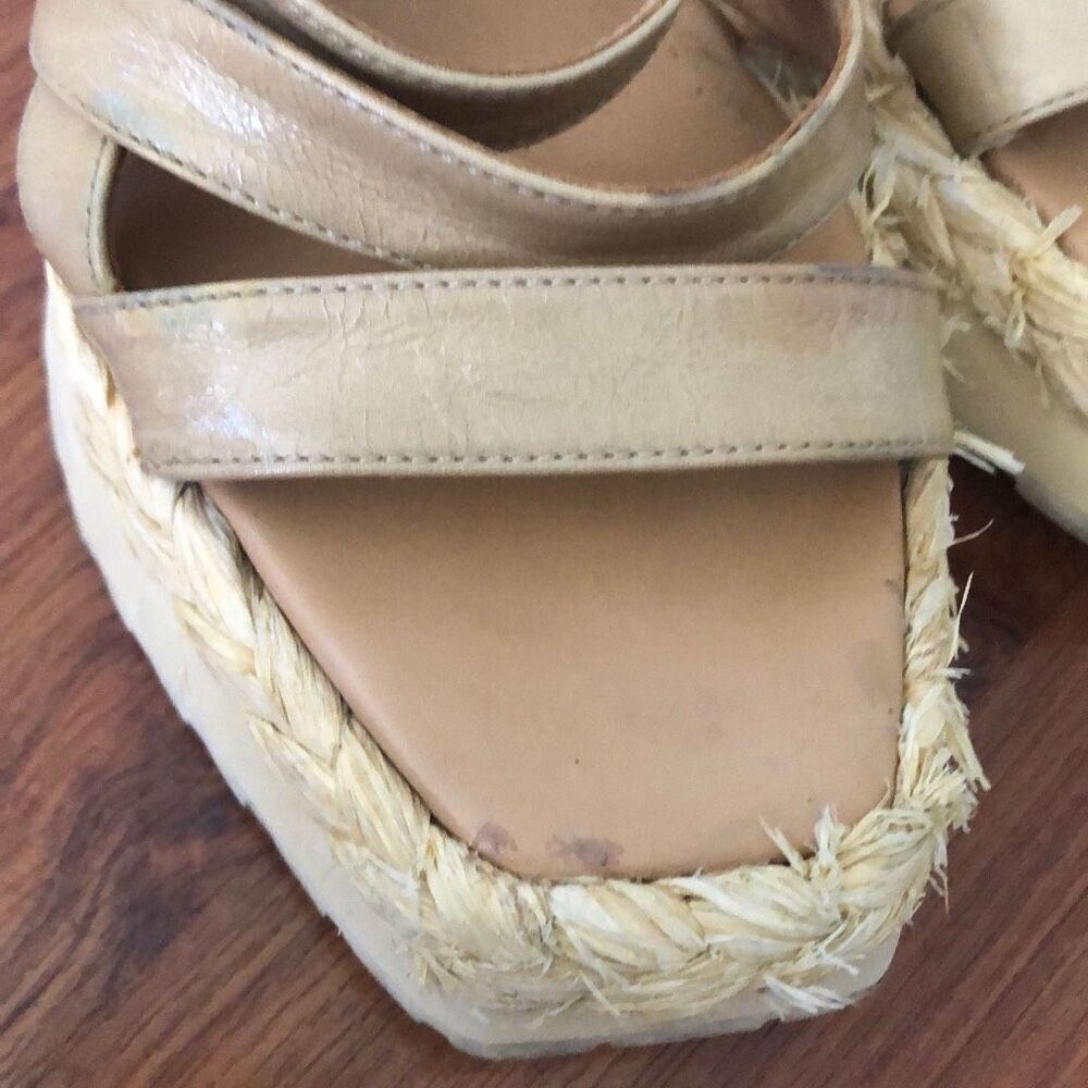 Paloma Barcelo wooden wedge shoes raffia leather 38 - Picture 5 of 11